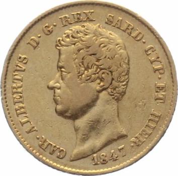 Sardinien 20 Lire 1847 - Car. Albertus